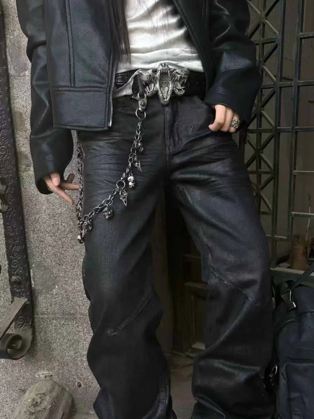 Cinder Vein | Bird Skull Charm Pants Chain