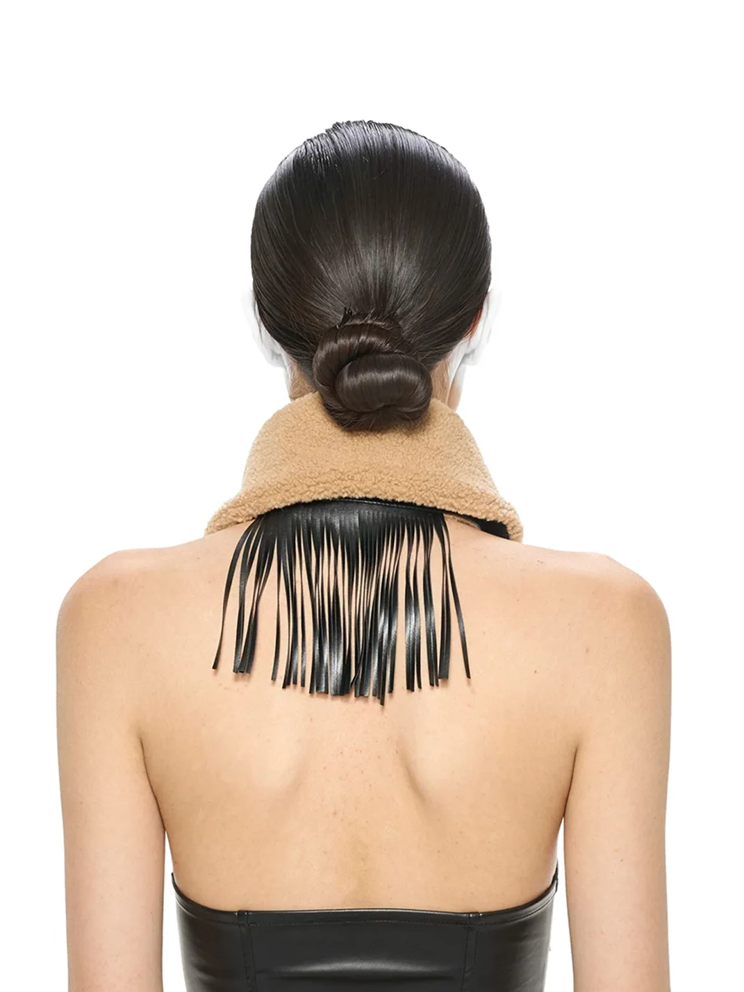 NOLA | Reversible Fringed Faux Leather Fleece Neck Warmer