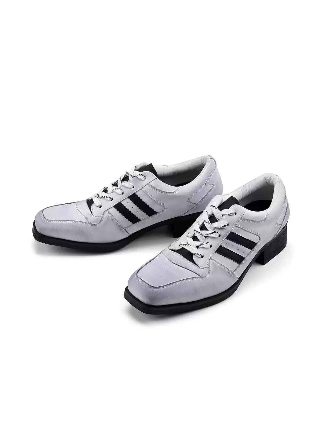 HANQIAORIJI | Distressed Square Toe Lace Up Derby Shoes