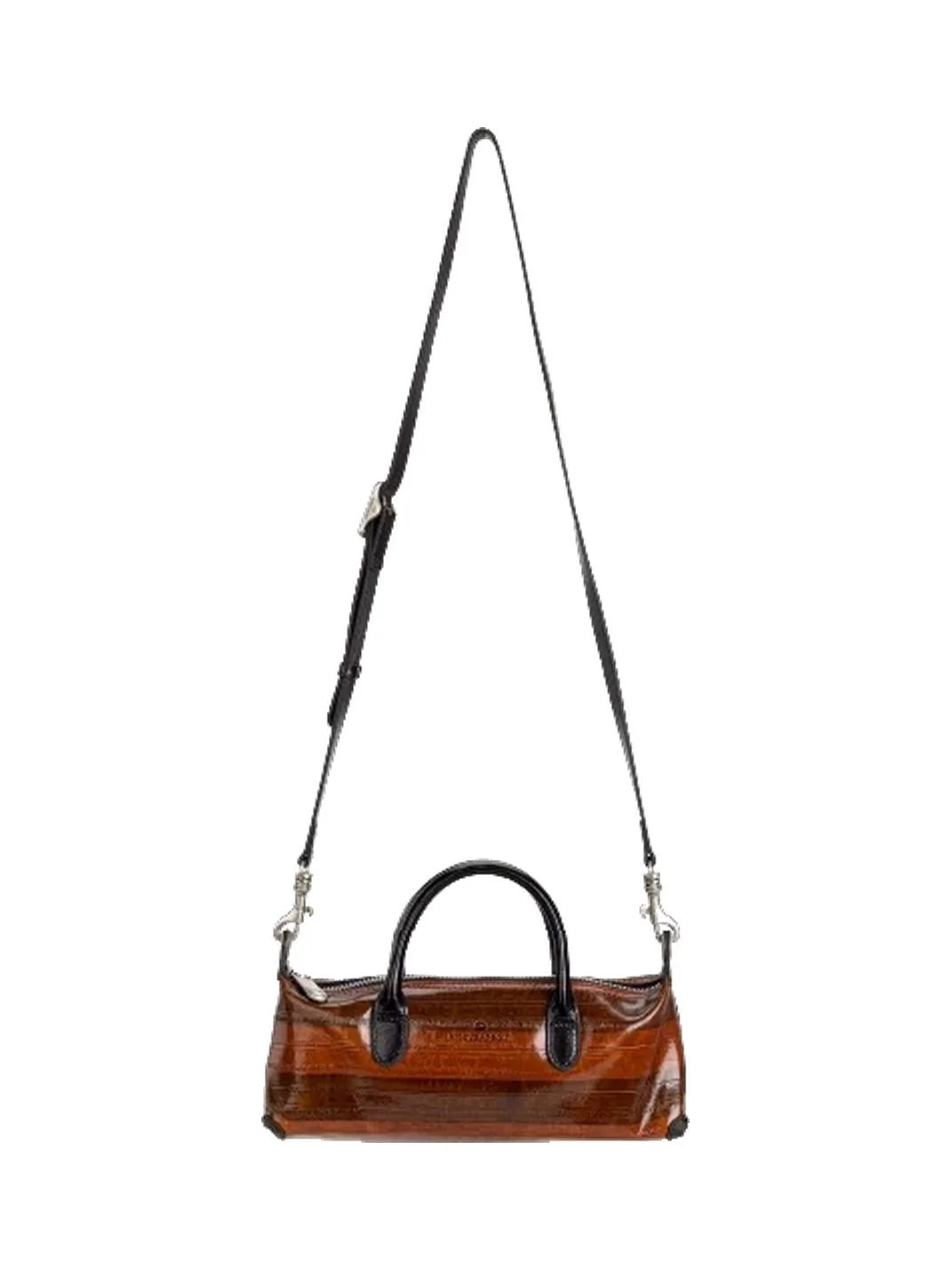 SpicyCapSoul | Eel Texture Embossed Leather Baguette Handbag
