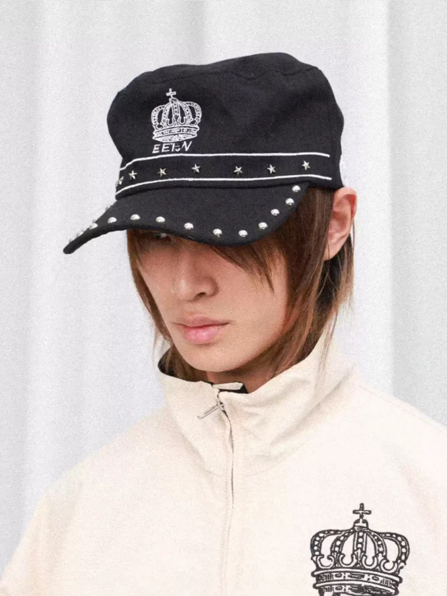 DETW | Crown Embroidered Studded Flat-Top Cap - 2