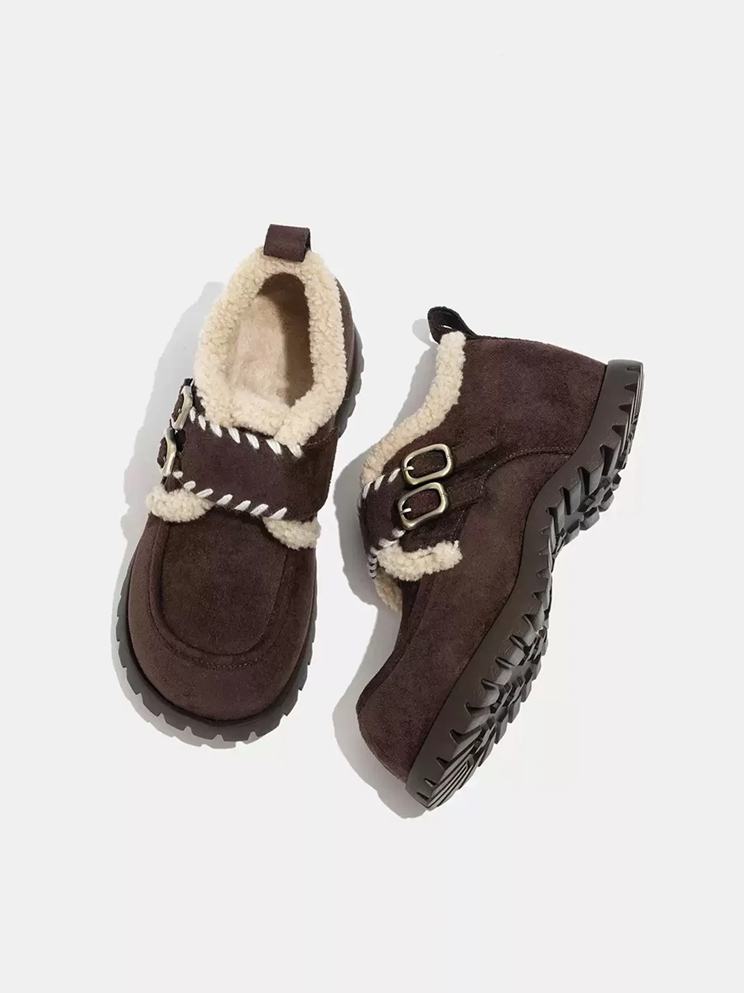 LMDD | Square Toe Plush-Lined Platform Shoes