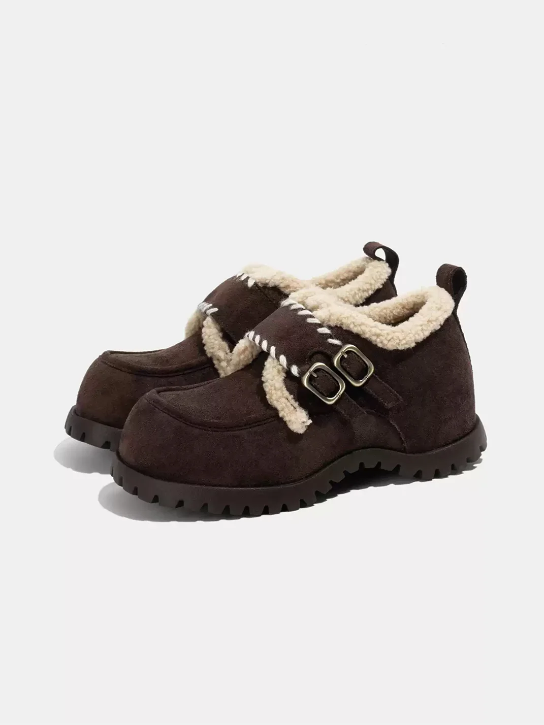 LMDD | Square Toe Plush-Lined Platform Shoes