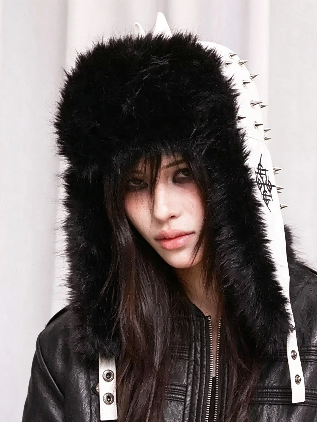 DETW | Spiked Leather Plush Trim Trapper Hat