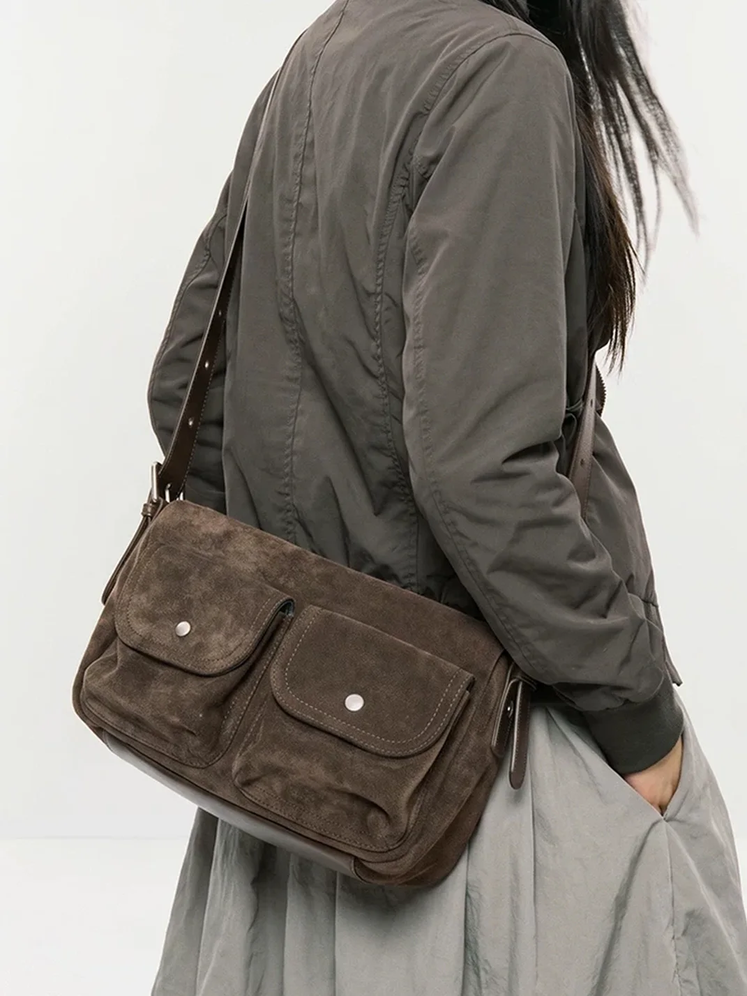 Mule Donkey | Multi-Pocket Brown Shoulder Bag