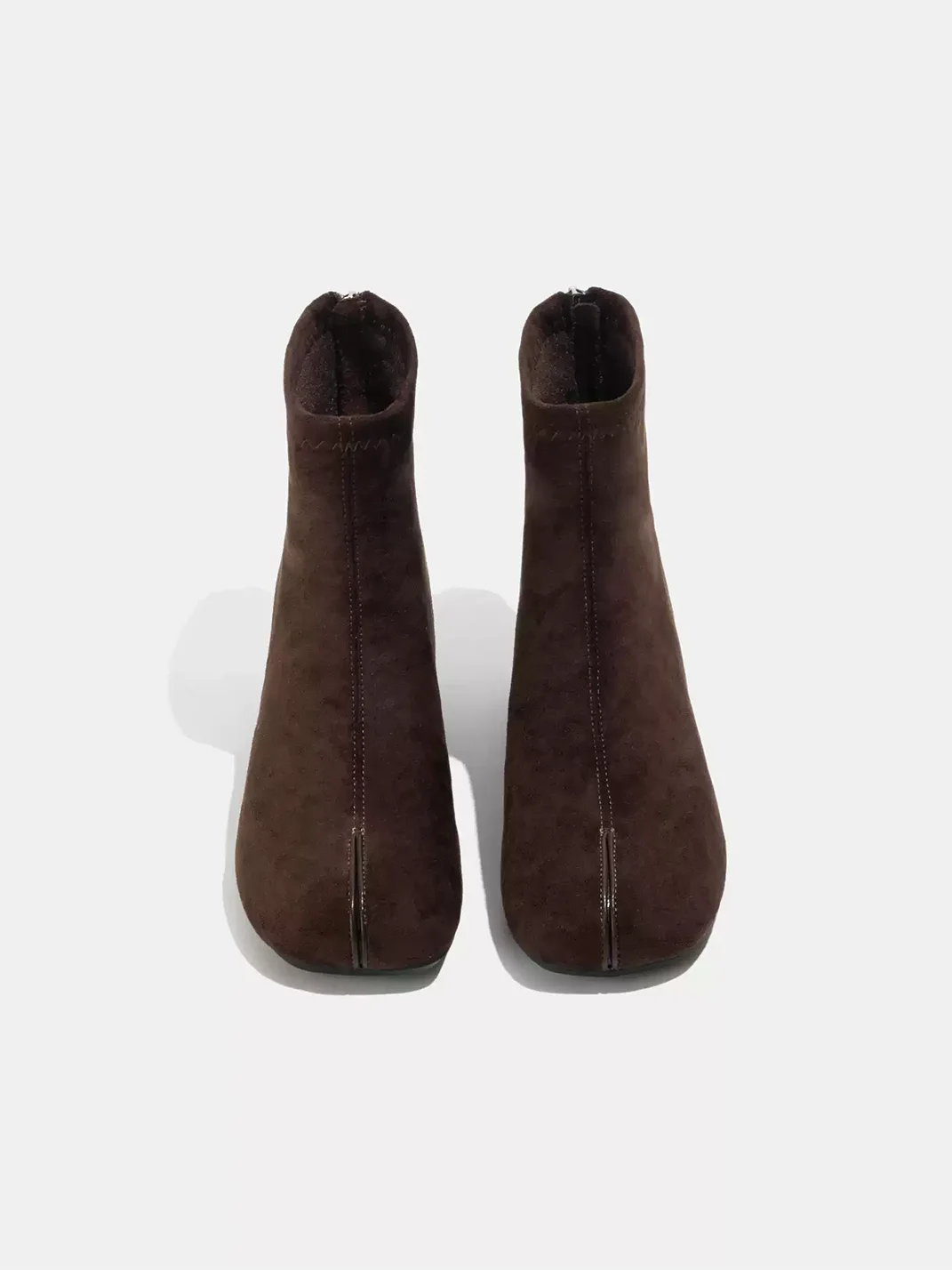 LMDD | Faux Split-Toe Suede Block Heel Ankle Boots
