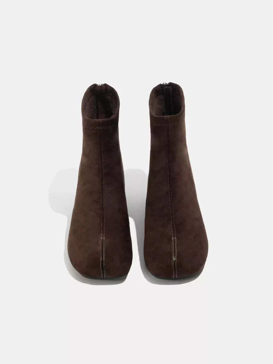 LMDD | Faux Split-Toe Suede Block Heel Ankle Boots - 4
