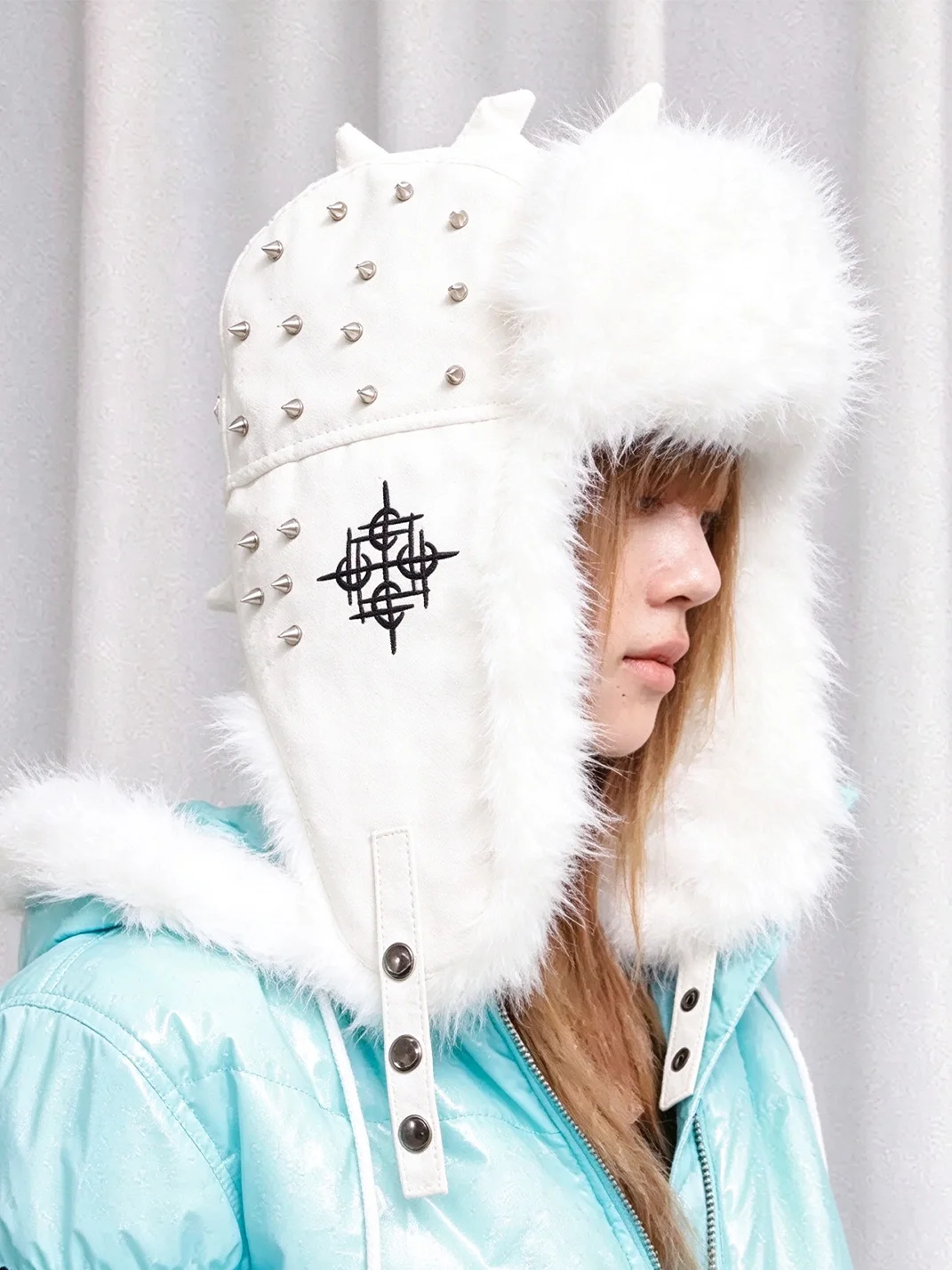 DETW | Spiked Leather Plush Trim Trapper Hat
