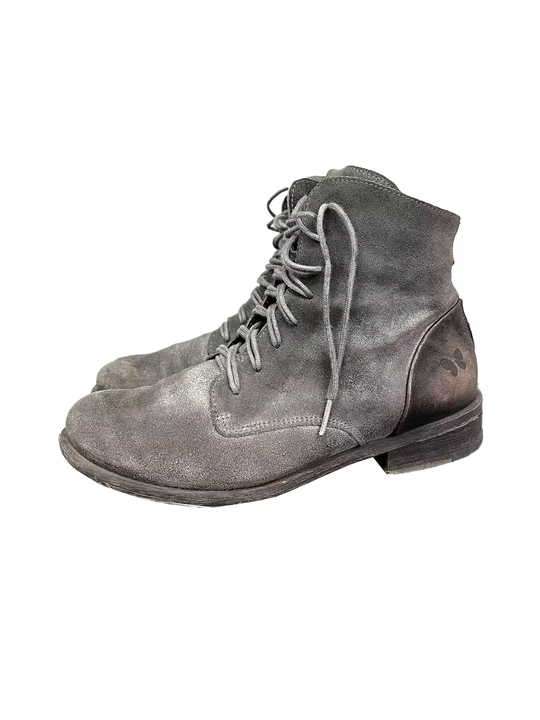DLMNX | Distressed Suede Lace-Up Ankle Boots