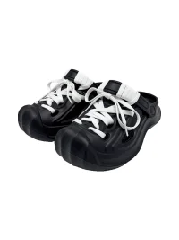 UNFAIR | Lace-Up Closed-Toe Platform Clog Slippers