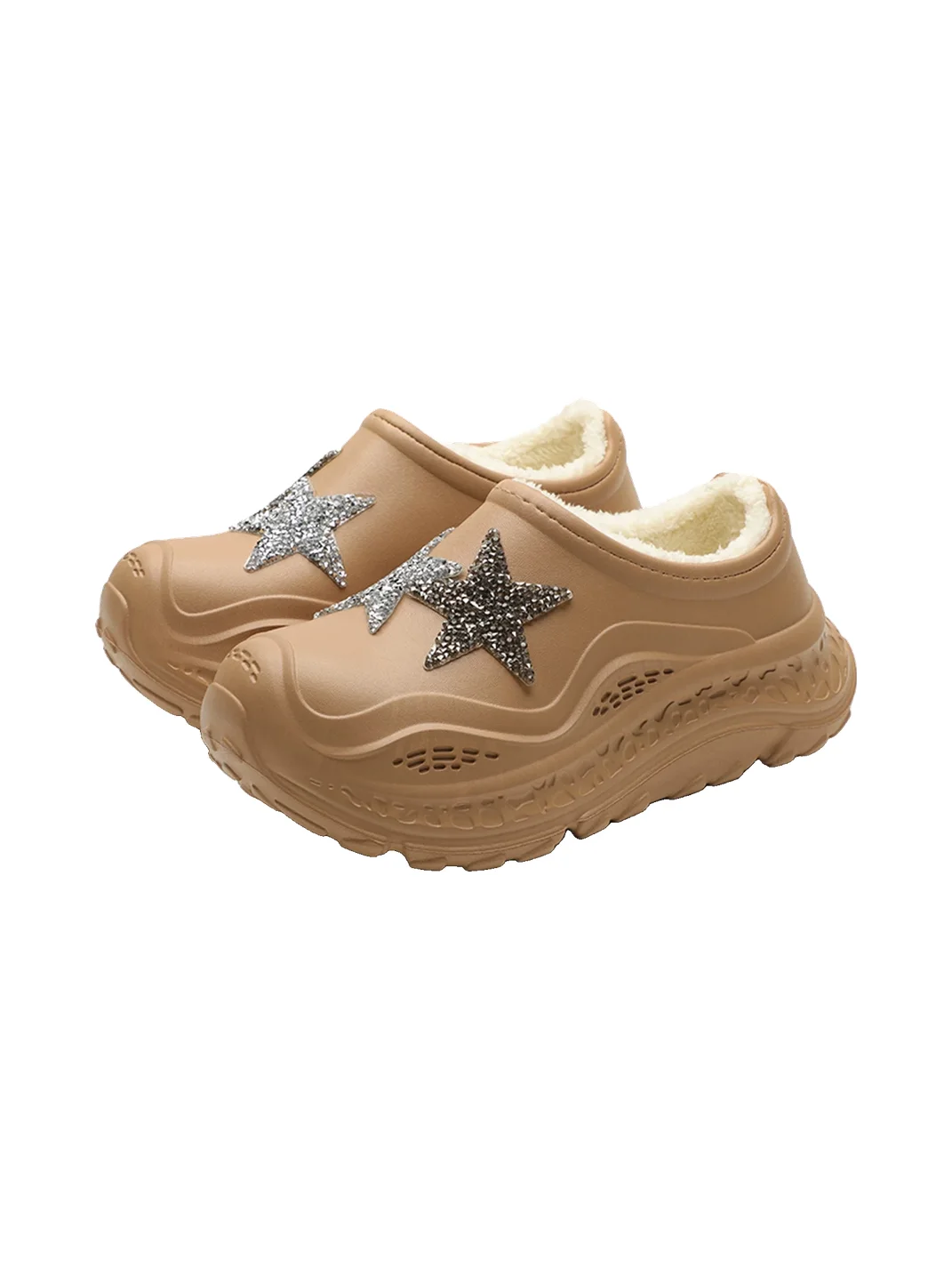 MMLQJD | Closed-Toe Platform Fleece-Lined Slippers
