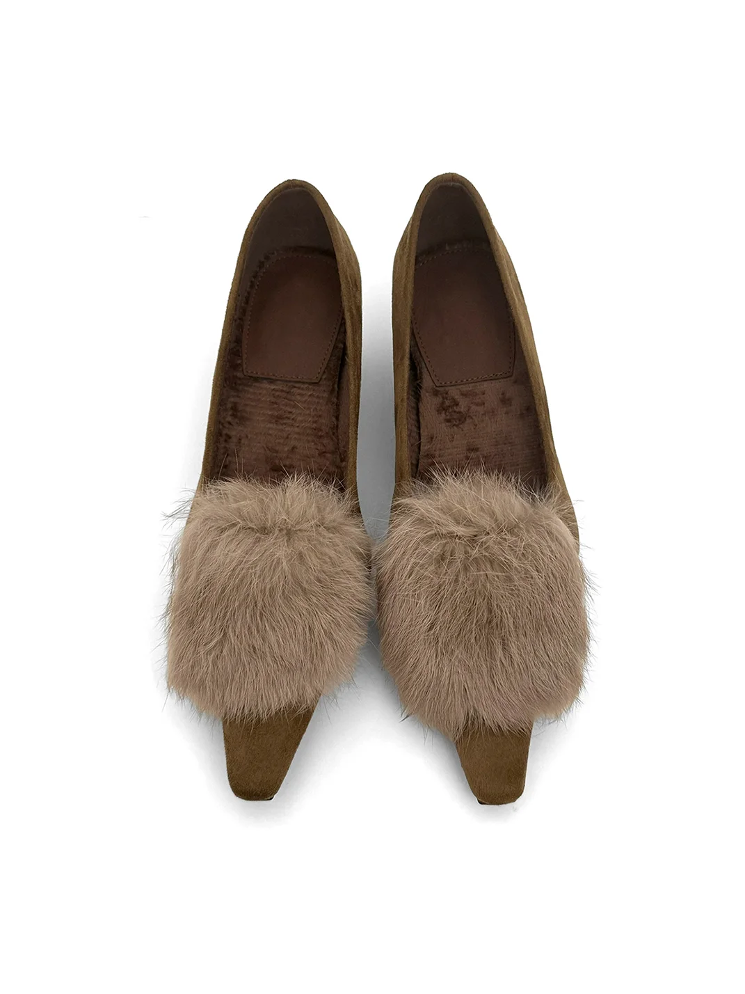 Abstract garden | Fur-Trimmed Suede Concealed Wedge Shoes