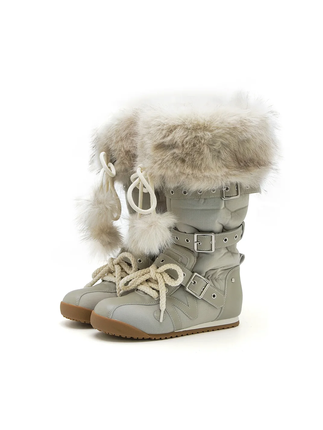 Mollynne | Plush-Trimmed Thick-Sole Knee-High Snow Boots