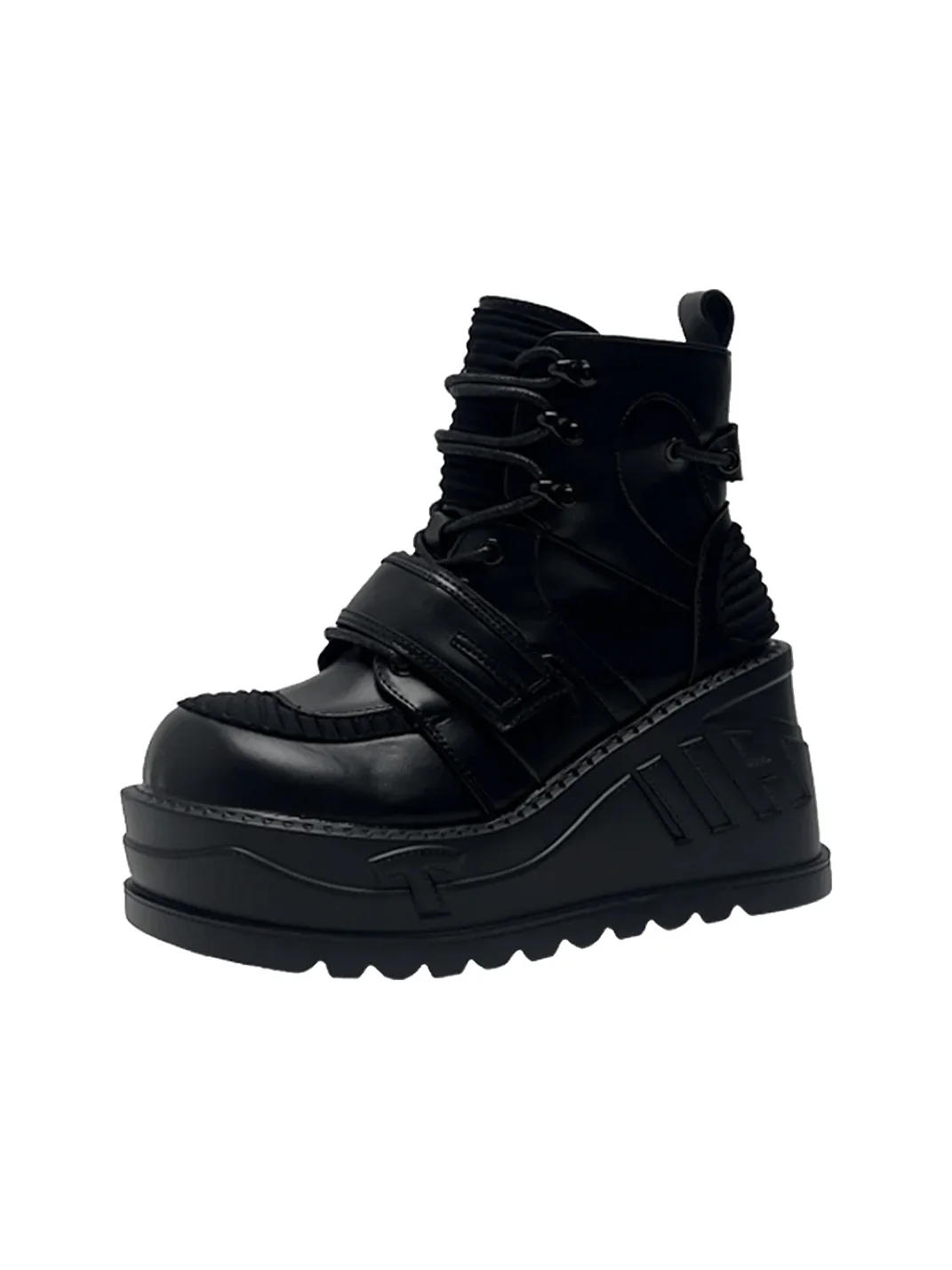 Mibvias | Colorblock Round Toe Platform Ankle Boots