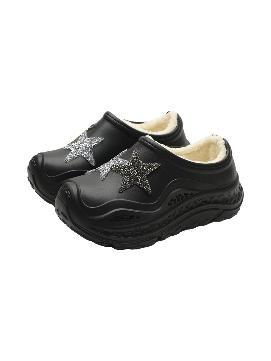 MMLQJD | Closed-Toe Platform Fleece-Lined Slippers