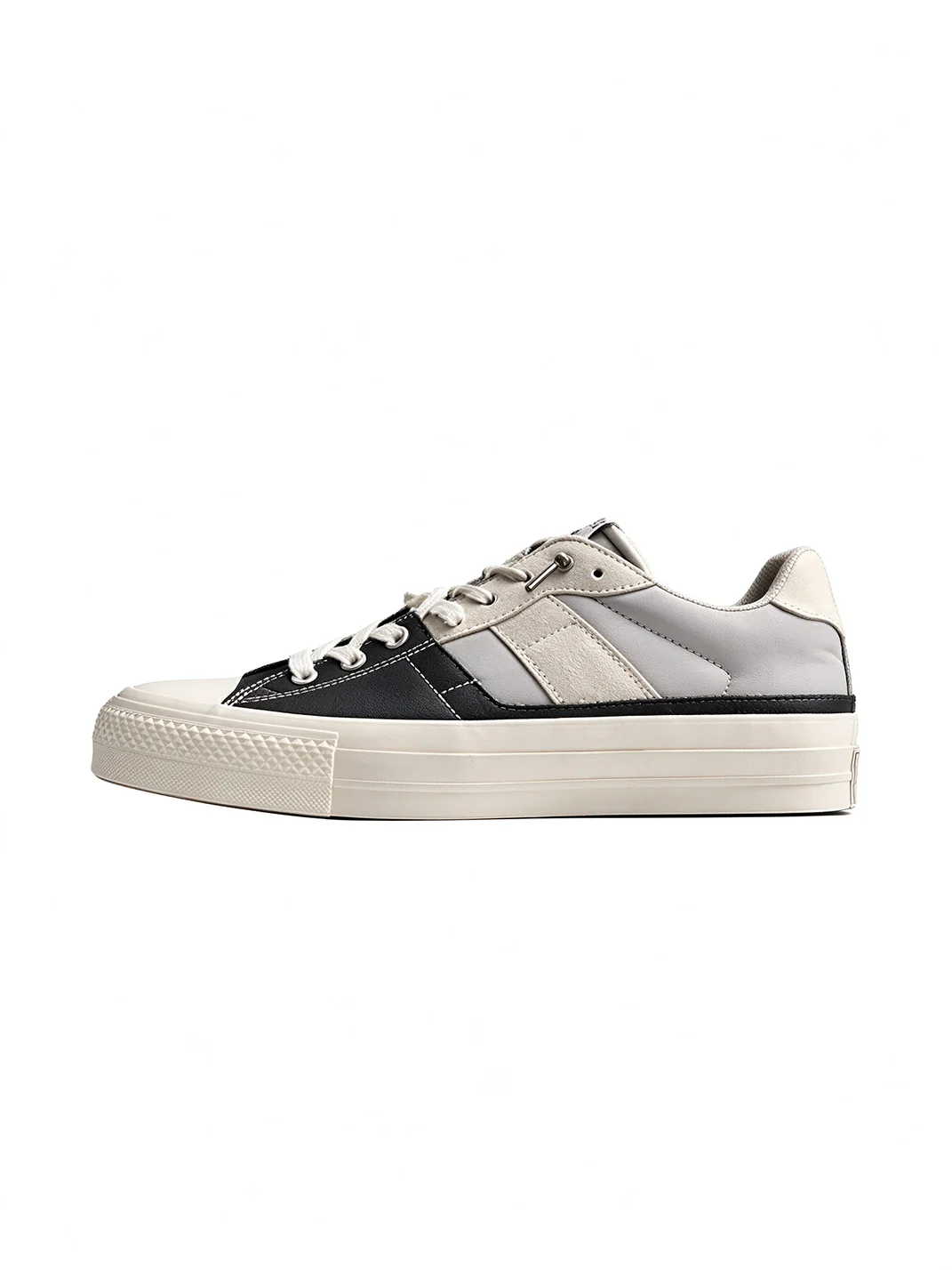 Tcmade | Deconstructed Leather Panel Low-Top Platform Canvas Sneakers