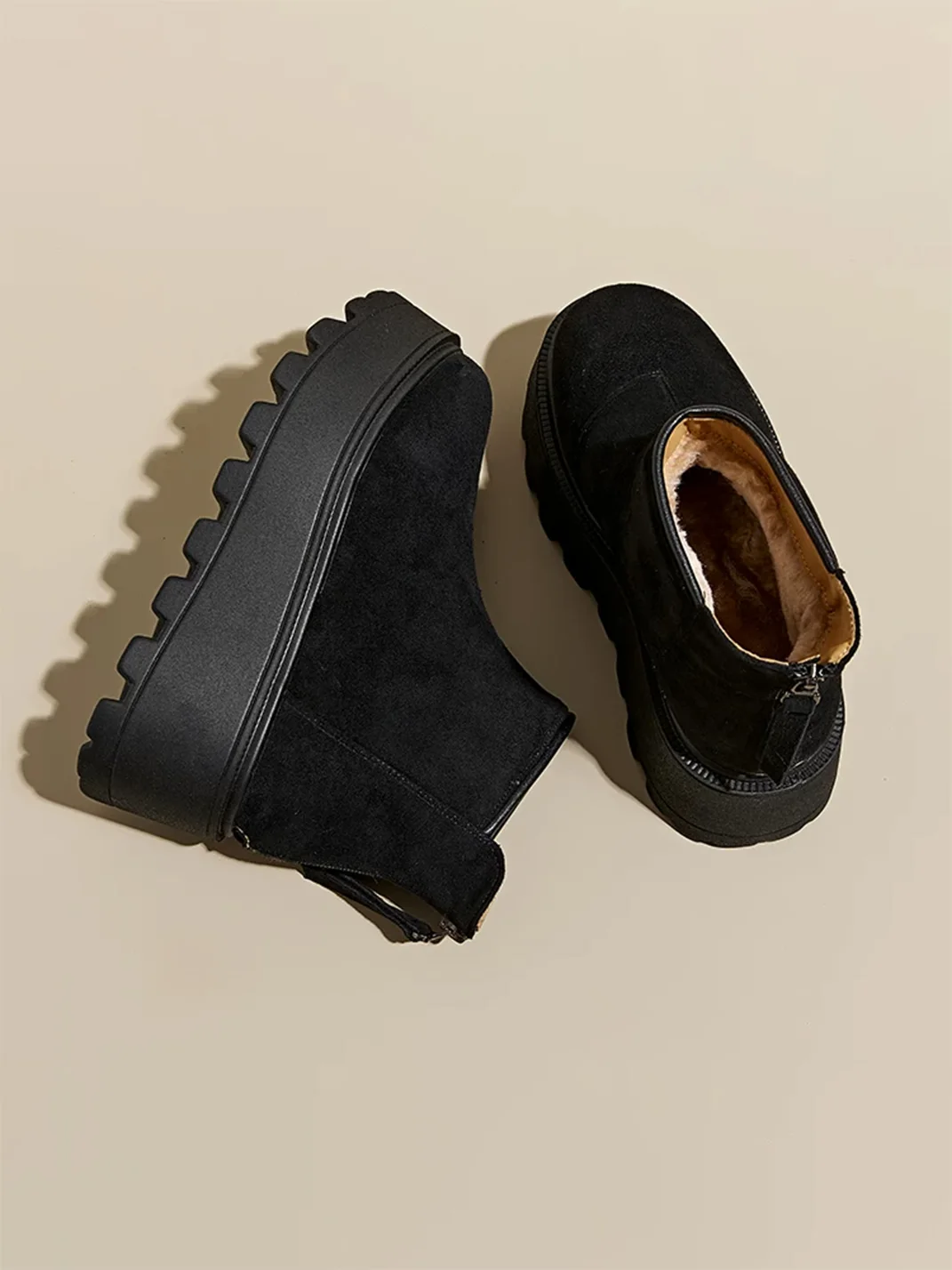 GRACEPANDA | Fleece-Lined Platform Ankle Snow Boots