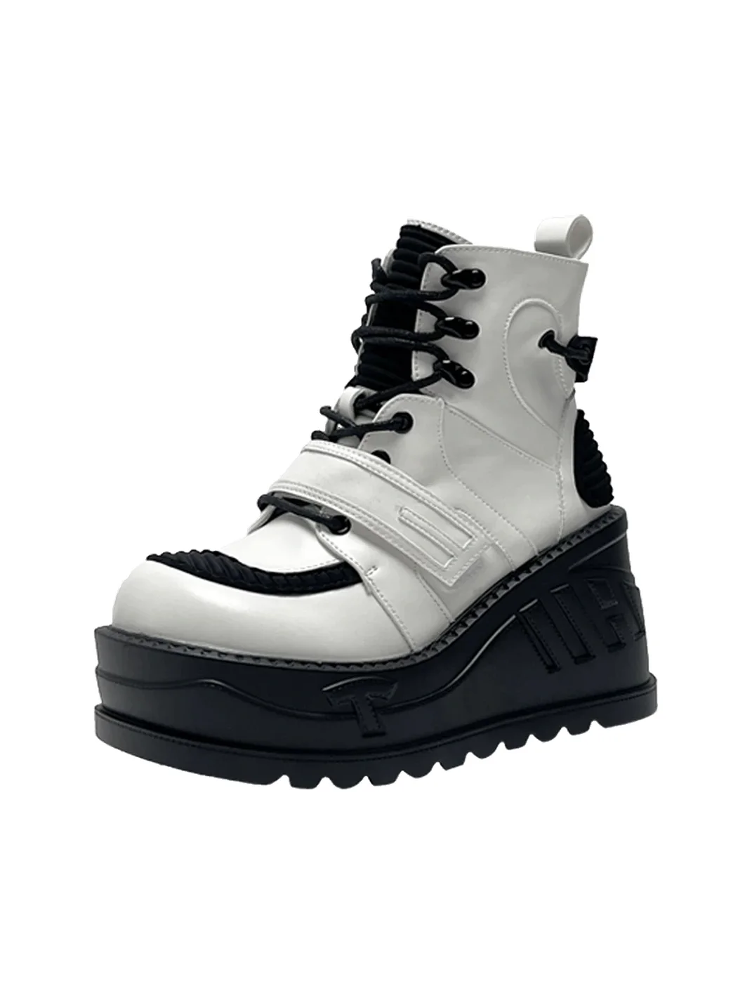Mibvias | Colorblock Round Toe Platform Ankle Boots