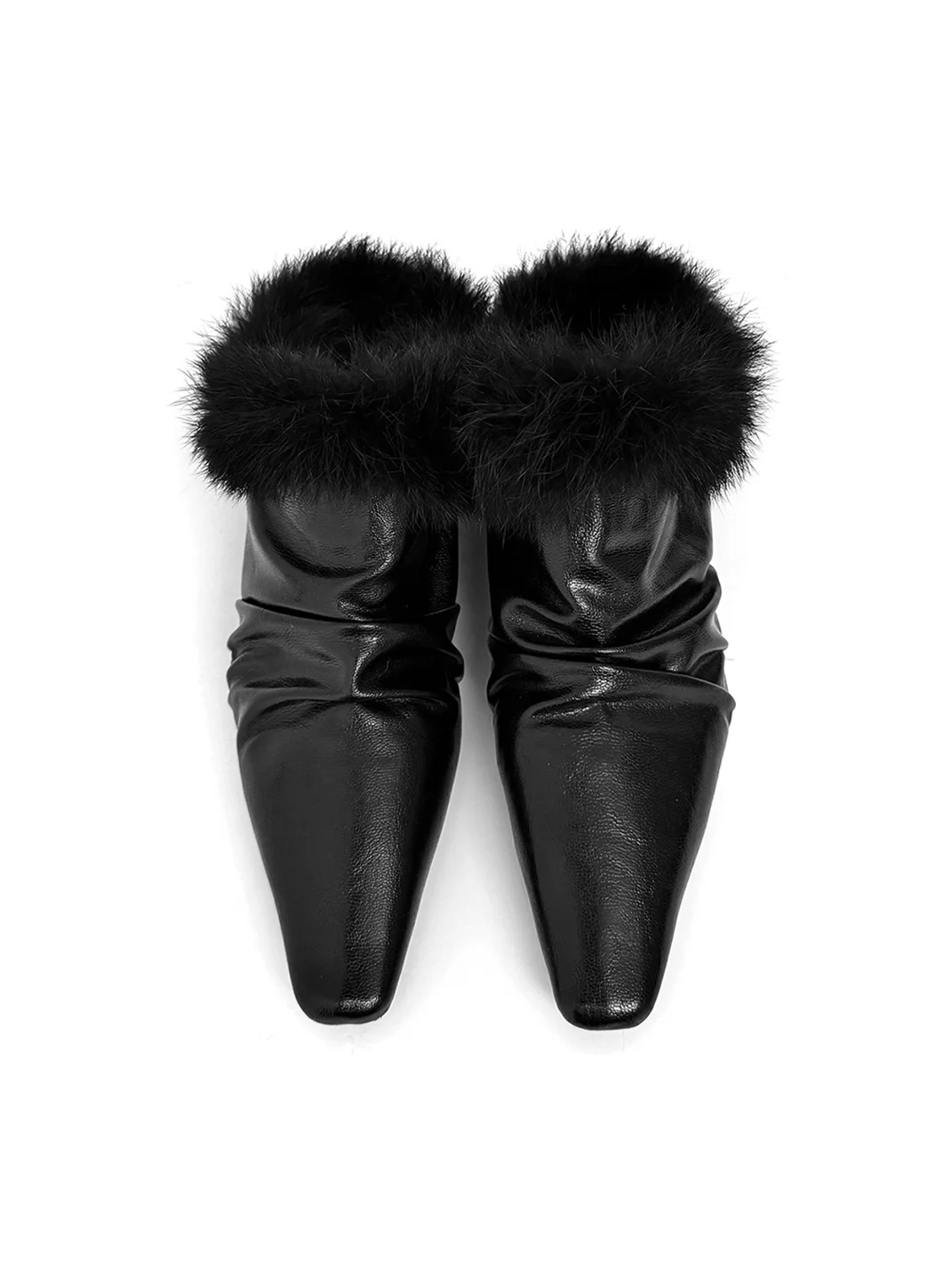 Abstract garden | Faux Mink Fur Closed-Toe Wedge Slippers
