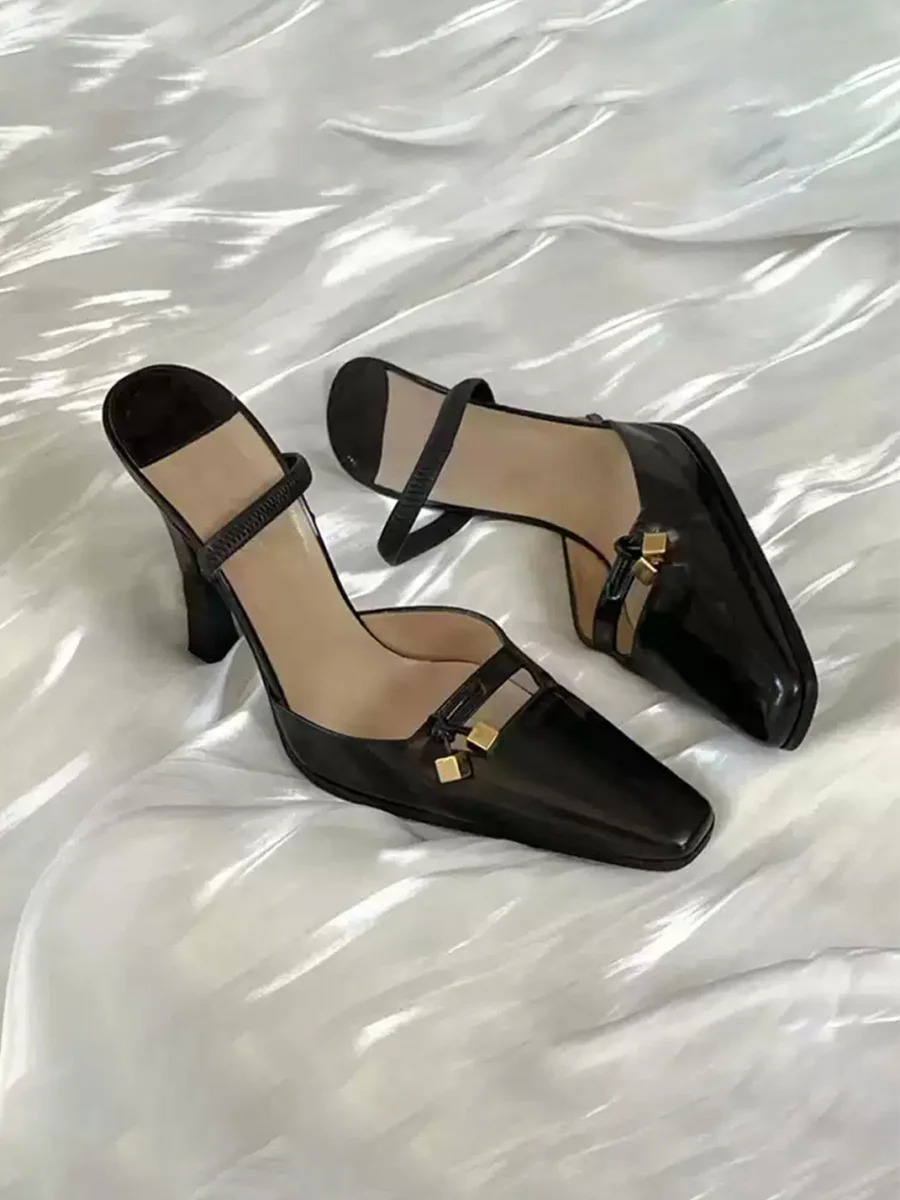 9HaoXieFang | Square Toe Stiletto Heels - 2