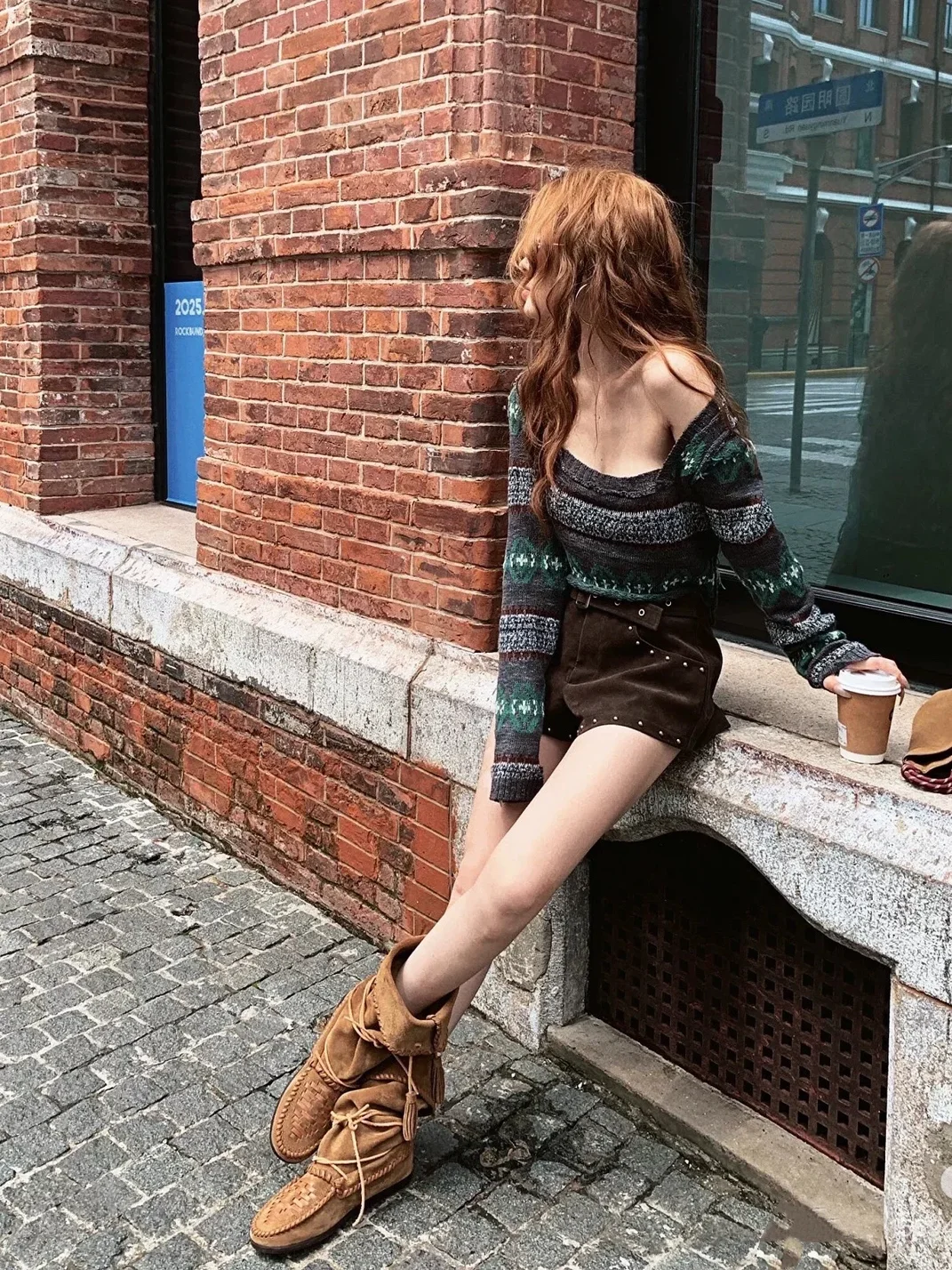 MNXDKG | Fringed Lace-Up Foldover Western Boots