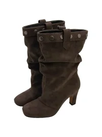Mollynne | Studded Slouchy High Heel Mid-Calf Boots