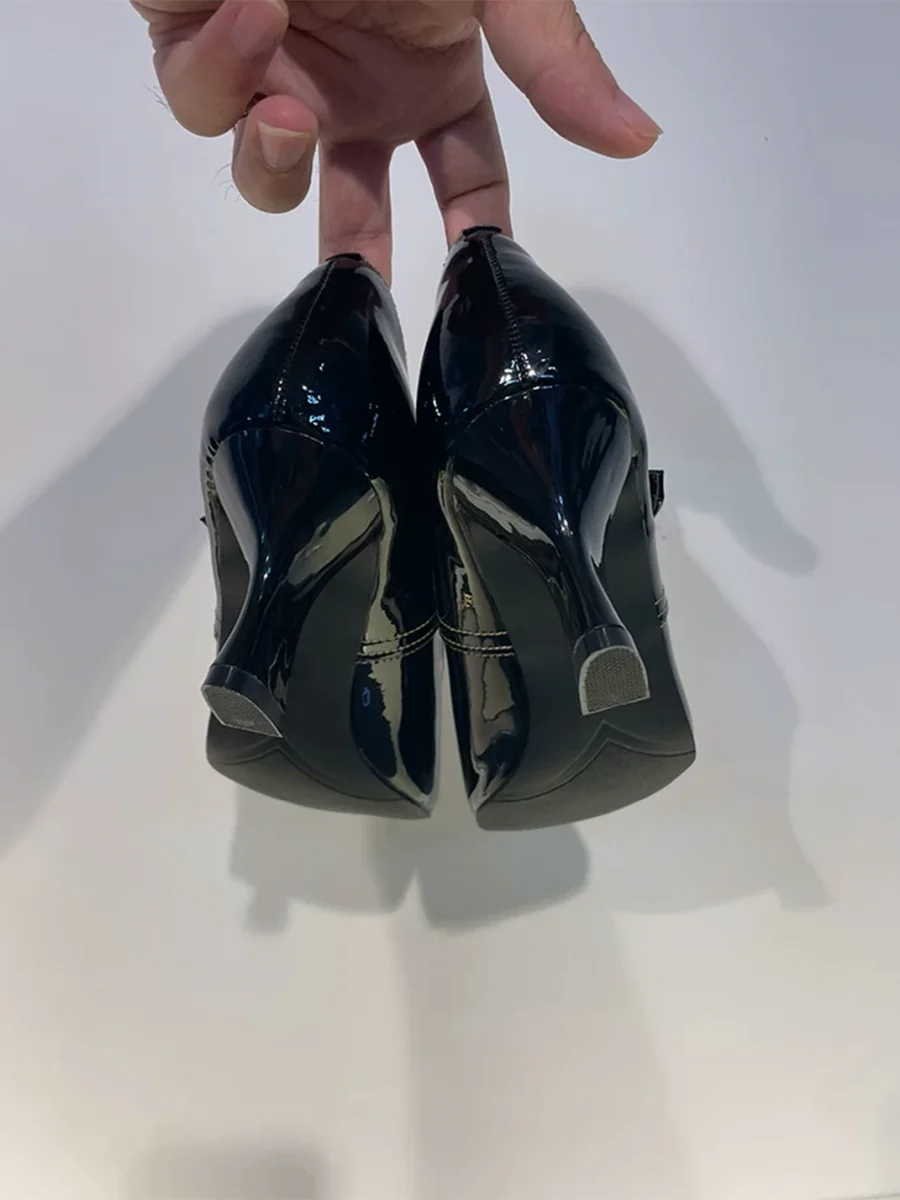 9HaoXieFang | Retro Square-Toe Mary Jane Block Heels - 3