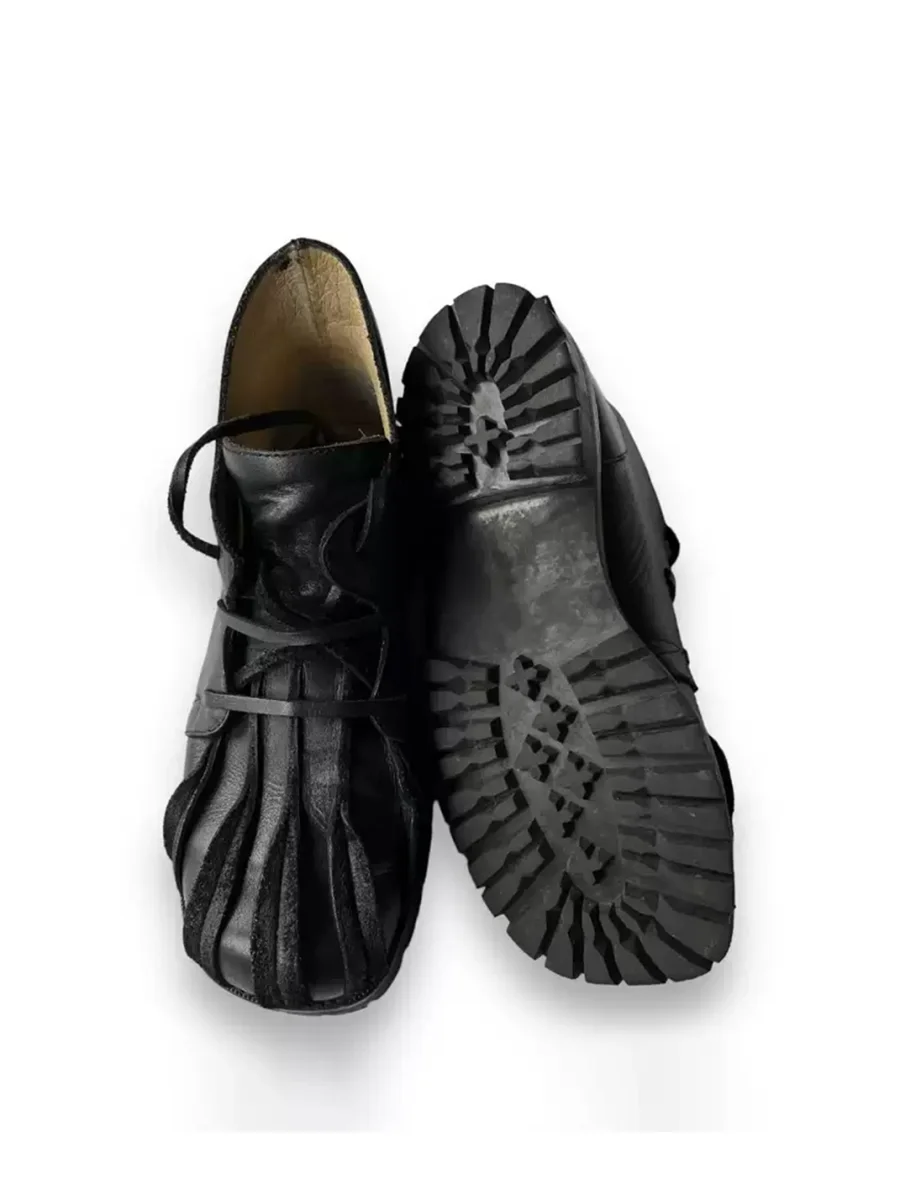 MXBNX | Black Retro Lace-Up Leather Shoes - 4