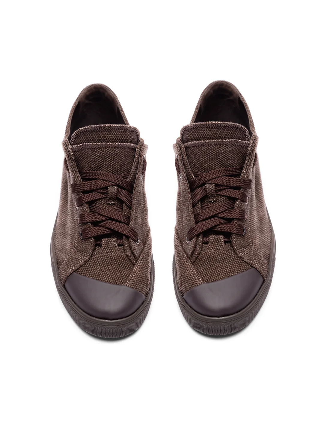 VOWPROGRESS | Washed Double-Layer Shaped-Toe Canvas Denim Vulcanized Sneakers