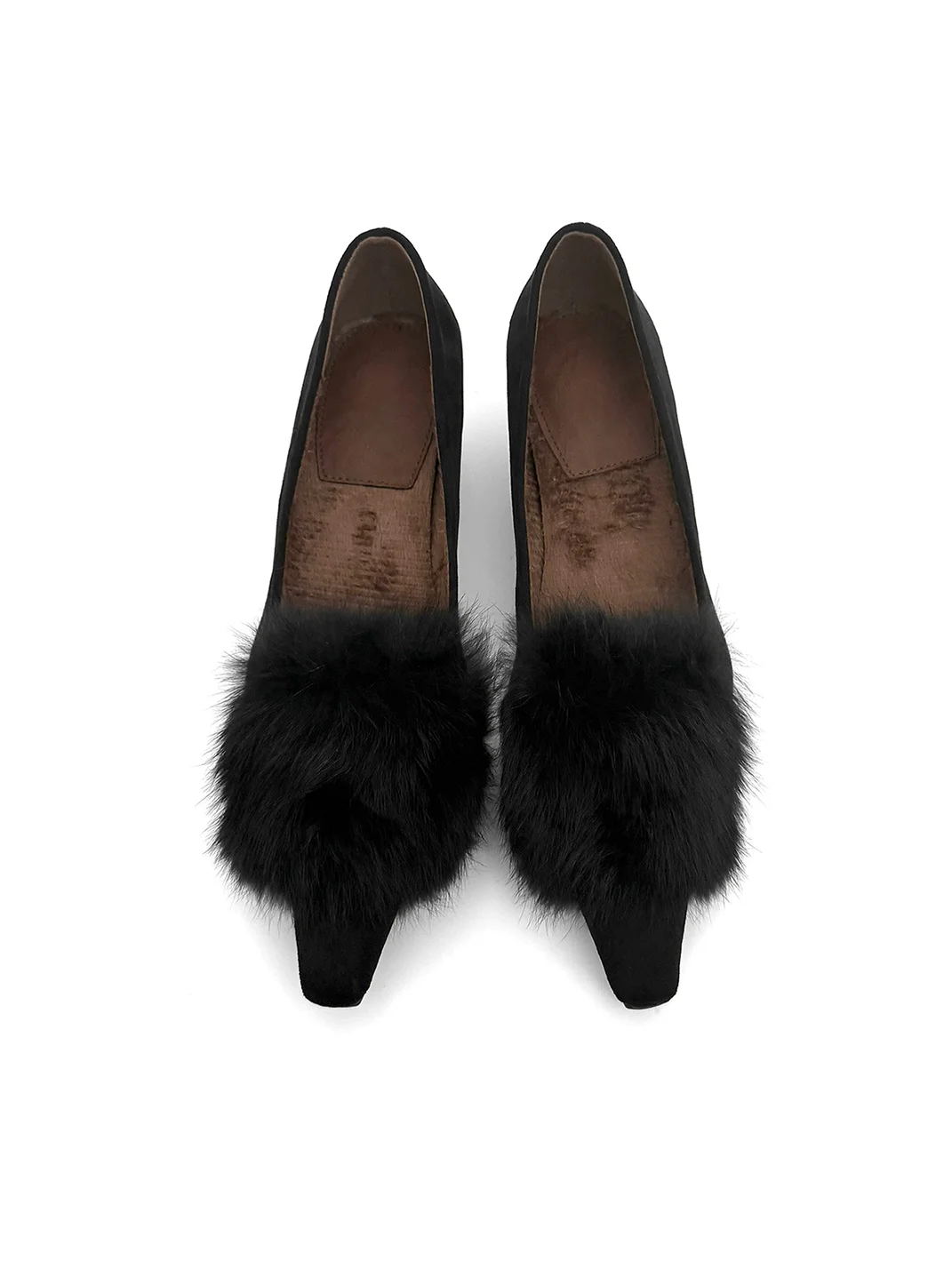 Abstract garden | Pointed Toe Fur Trim Hidden Wedge Shoes