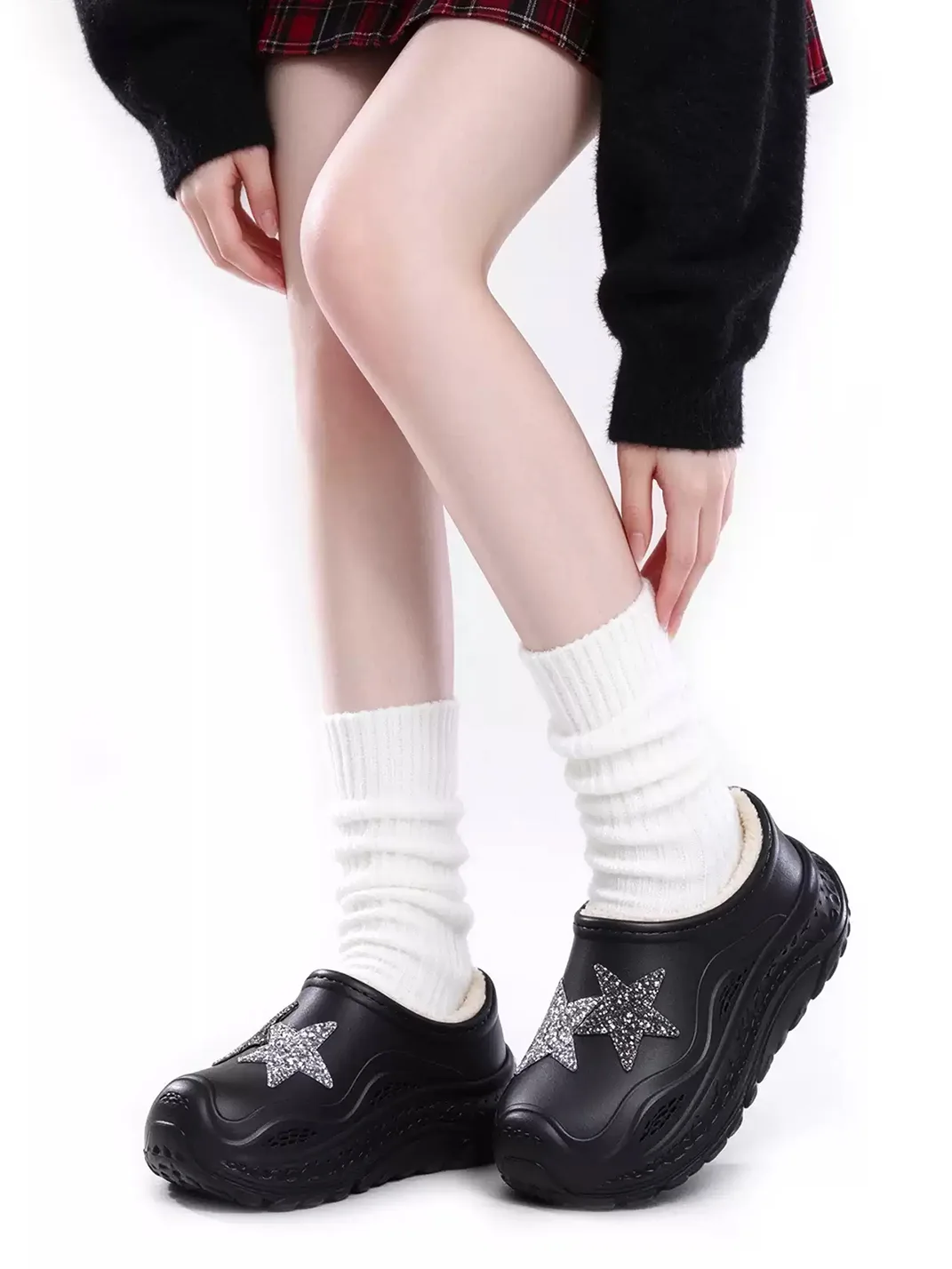 MMLQJD | Closed-Toe Platform Fleece-Lined Slippers