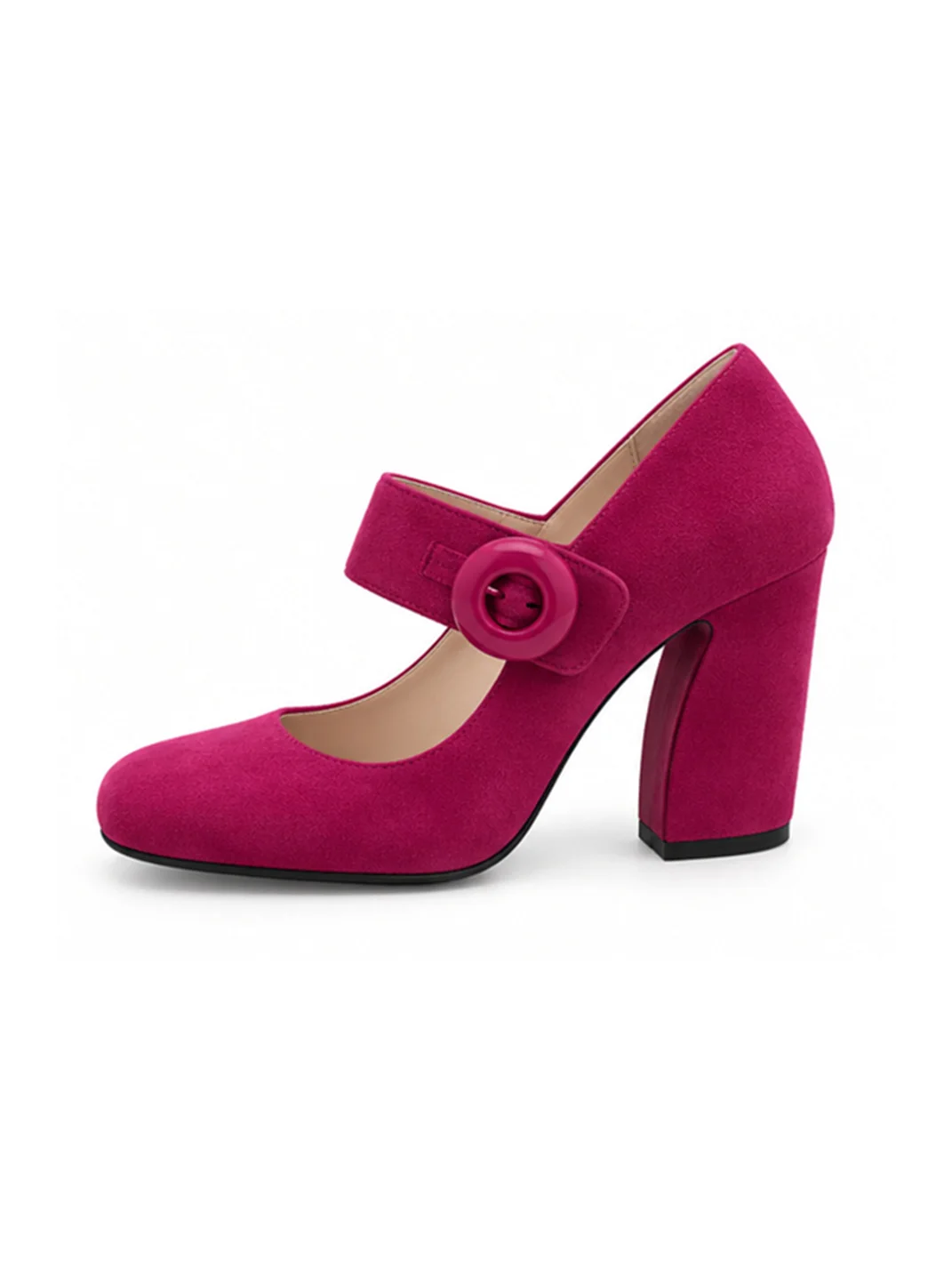 9HaoXieFang | Retro Round Toe Mary Jane Block Heel Pumps