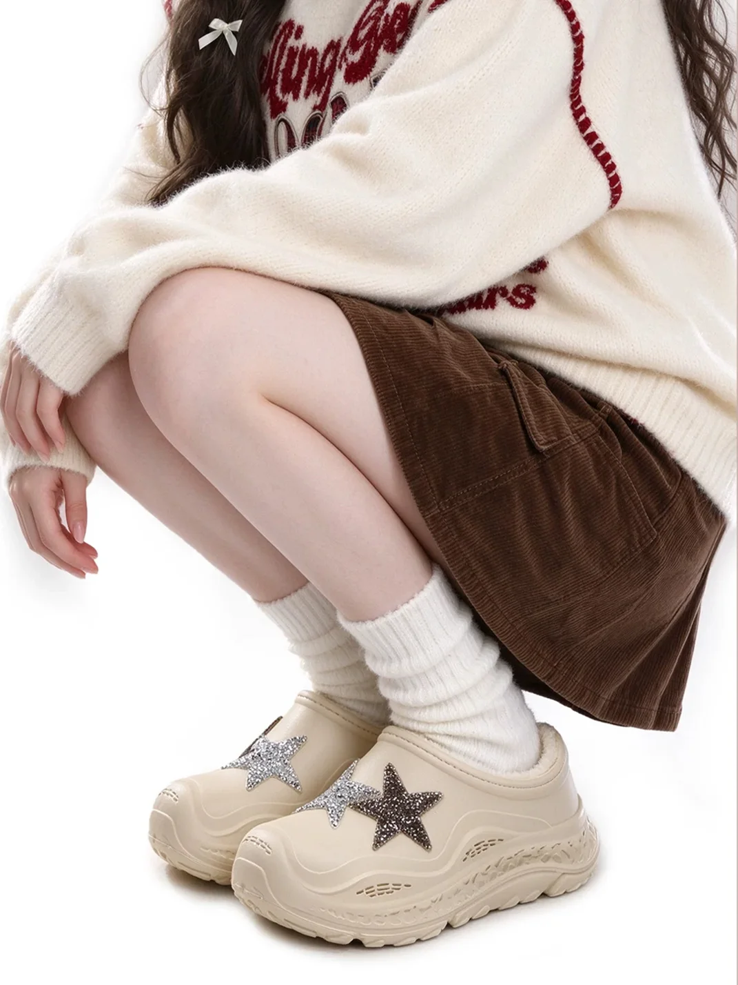 MMLQJD | Closed-Toe Platform Fleece-Lined Slippers