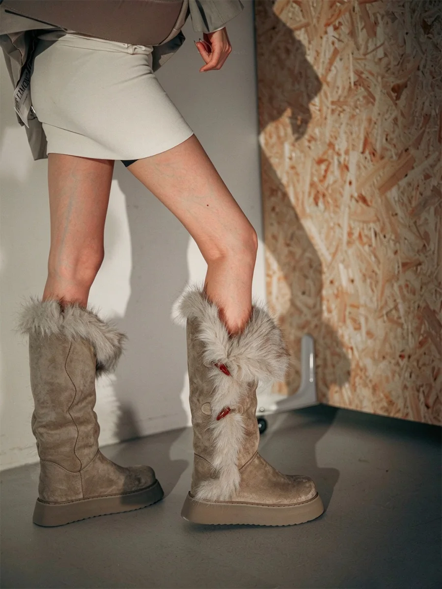 MIAOLV | Plush-Trim Tall Platform Snow Boots - 3