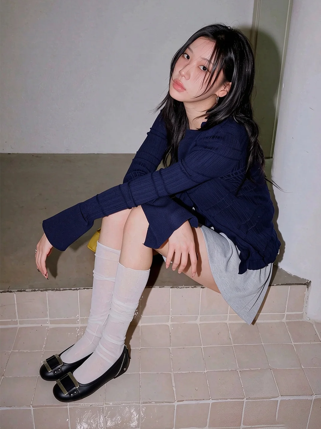 Mooreyu | Black Leather Buckle Mary Jane Ballet Flats