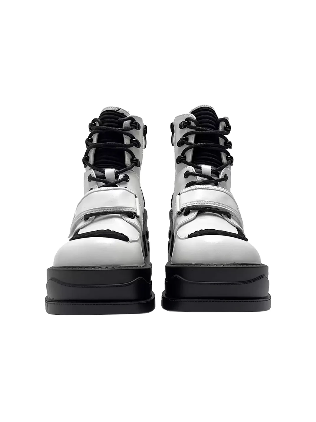 Mibvias | Colorblock Round Toe Platform Ankle Boots