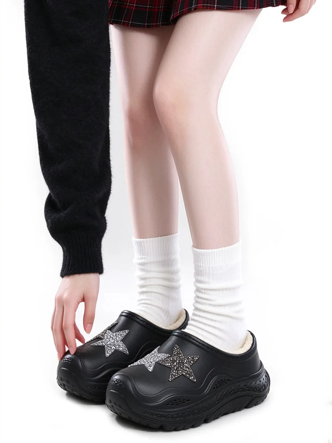 MMLQJD | Closed-Toe Platform Fleece-Lined Slippers