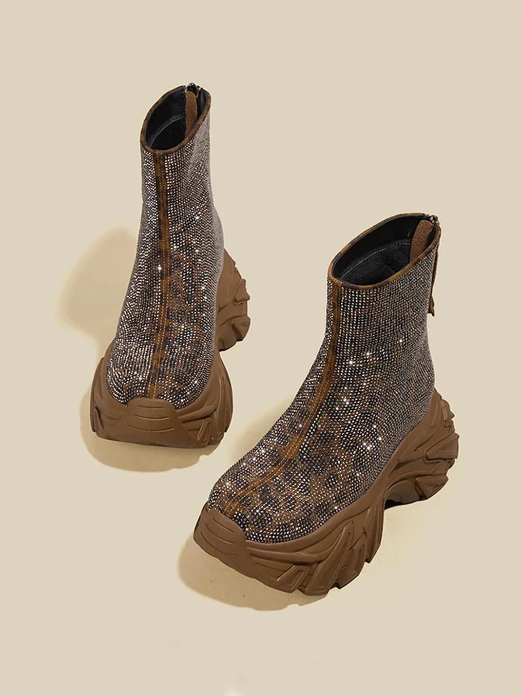 GRACEPANDA | Leopard Print Platform Ankle Boots