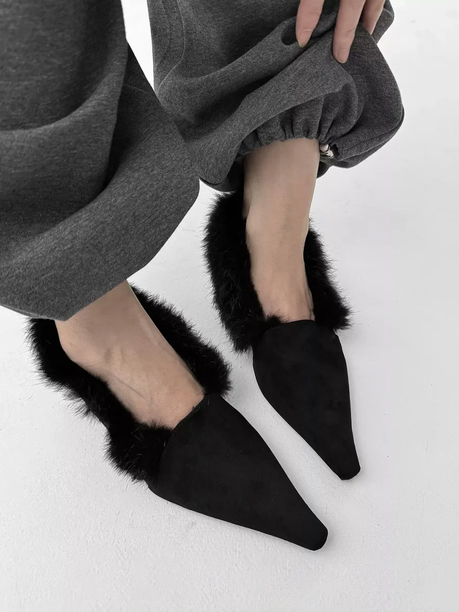 Abstract garden | Rabbit Fur Concealed Lift Shoes - 4