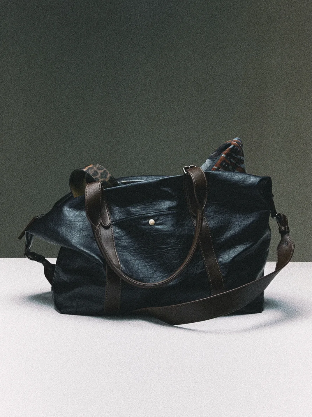 VOWPROGRESS | Black Brown Waxed Tote Hobo Bag