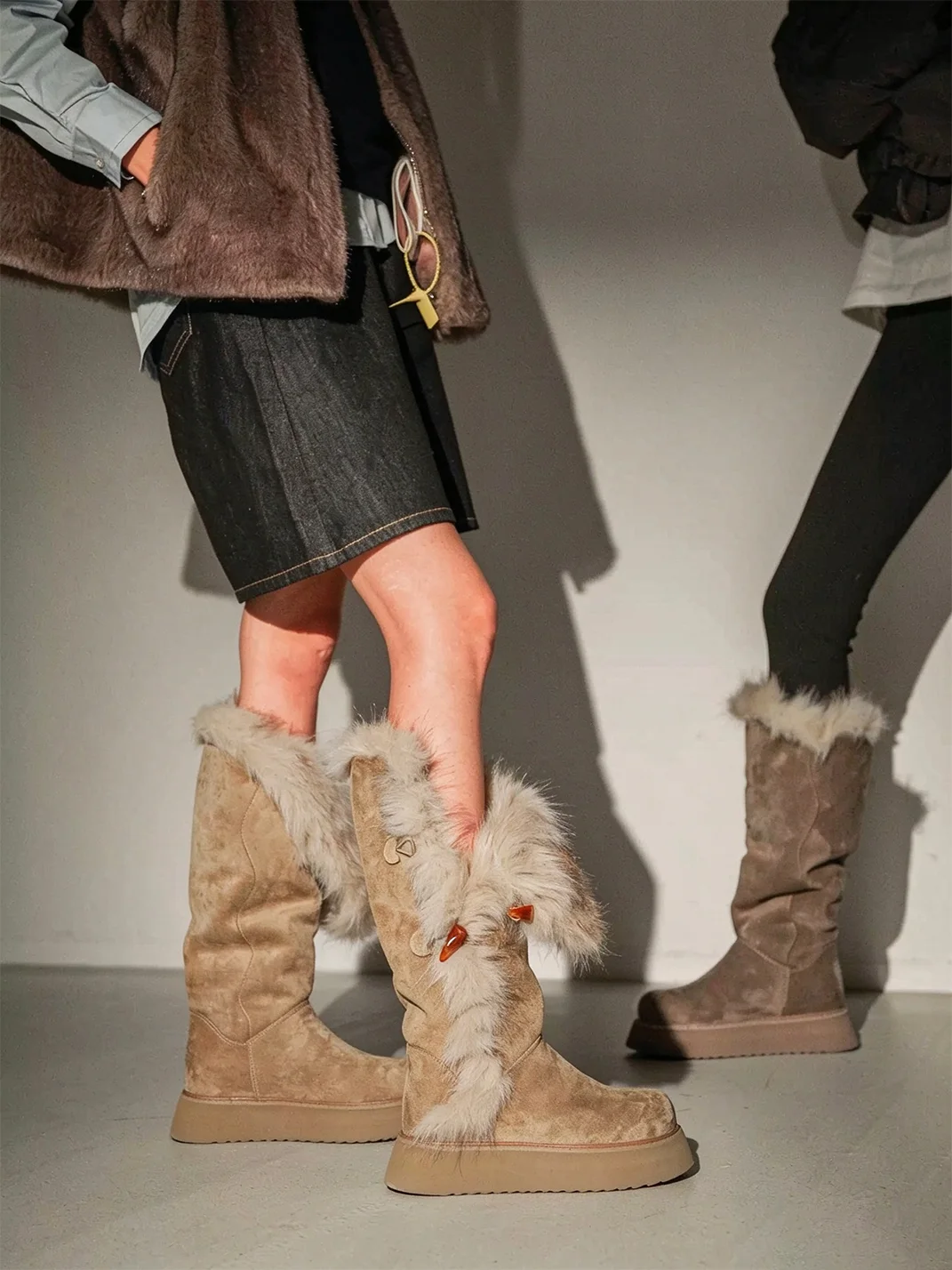 MIAOLV | Plush-Trim Tall Platform Snow Boots