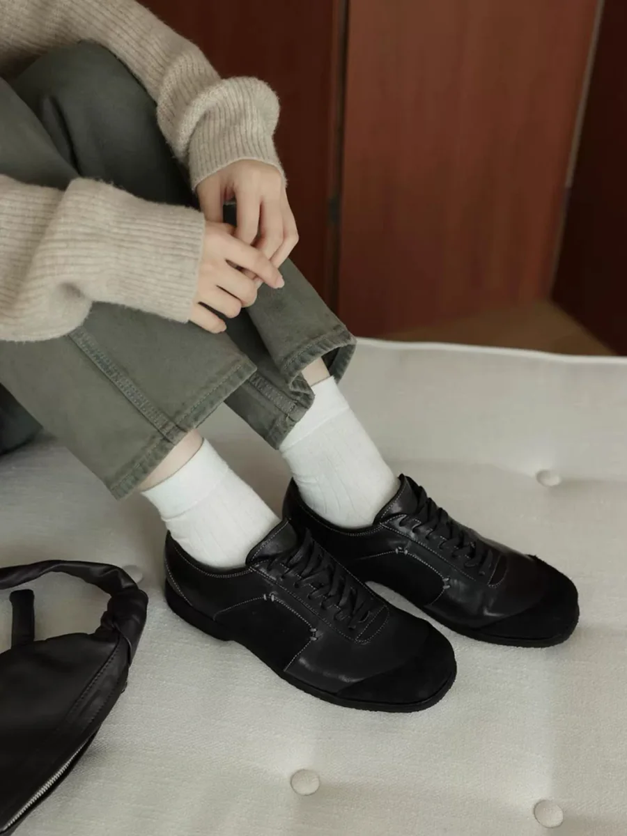UNZIZHI | Black Leather And Suede Training Shoes - 3