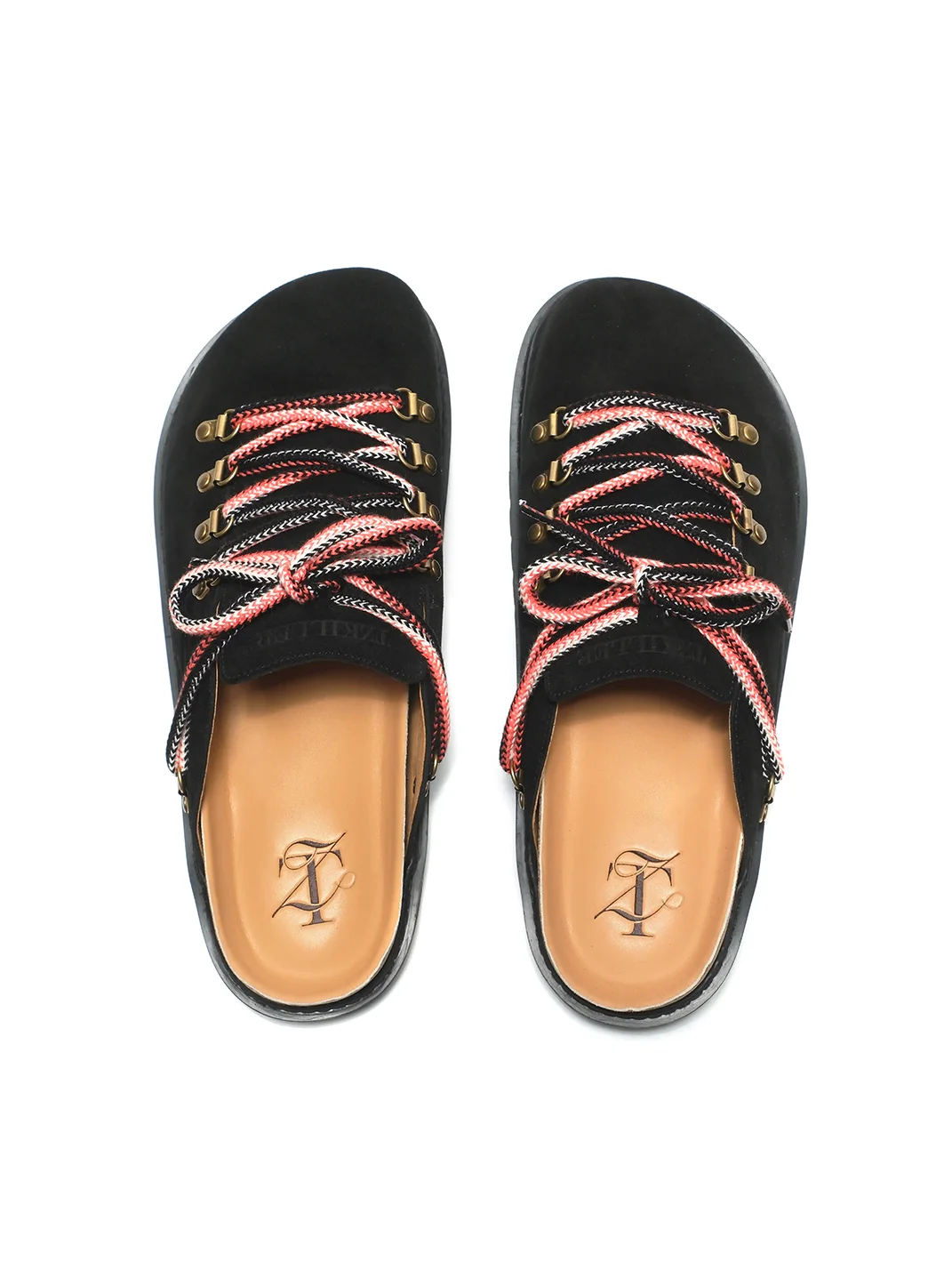 TZ killer | Suede Closed-Toe Mules With Multicolored Laces