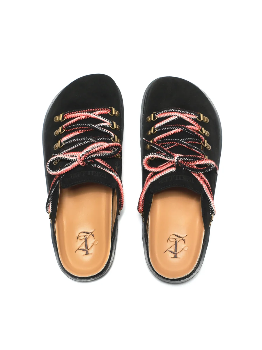 TZ killer | Suede Closed-Toe Mules With Multicolored Laces - 3