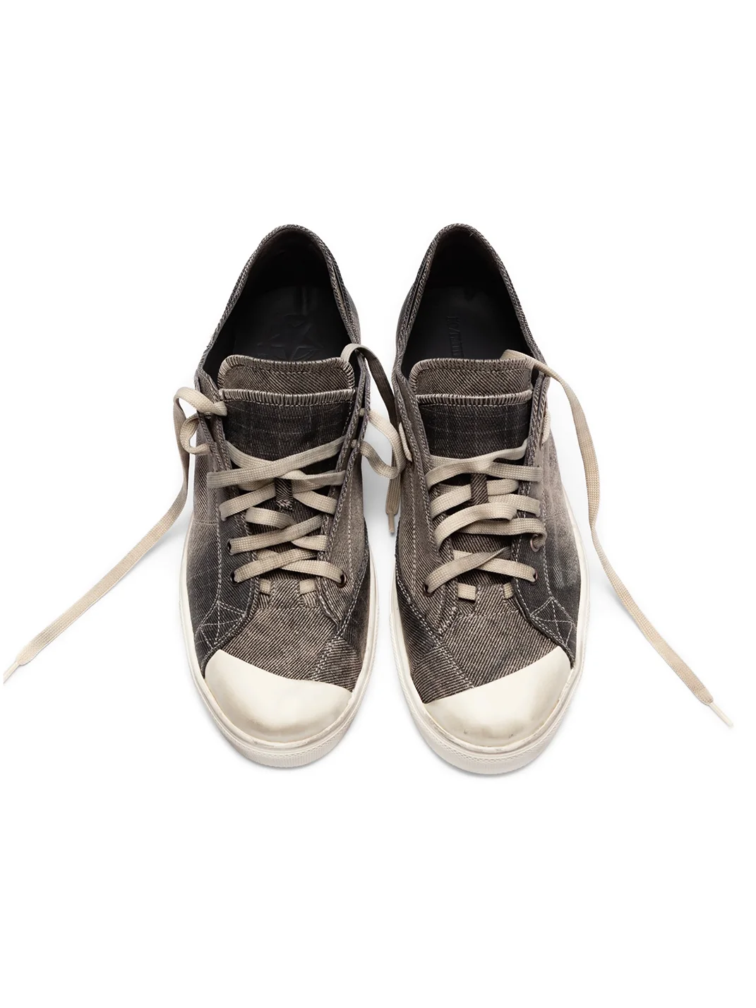 VOWPROGRESS | Washed Double-Layer Shaped-Toe Canvas Denim Vulcanized Sneakers