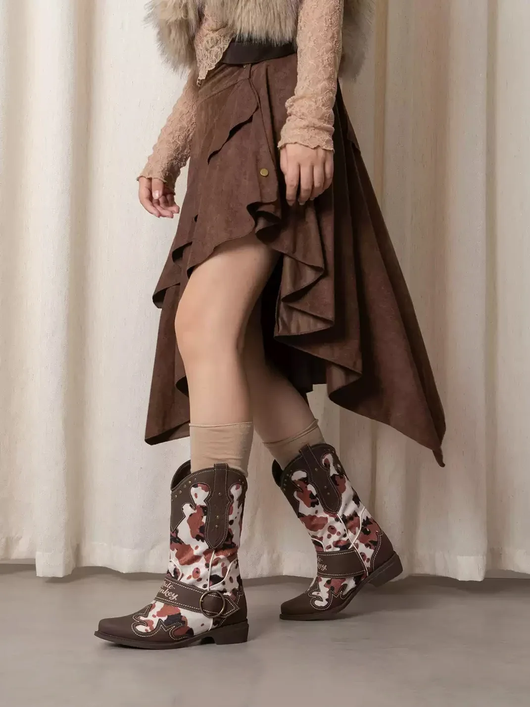 Mule Donkey | Brown Buckle Strap Western Boots