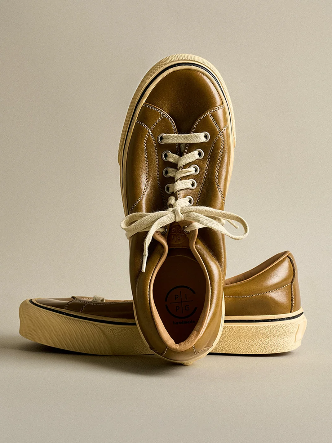 PIPG | Retro Thick-Sole Cowhide Sneakers