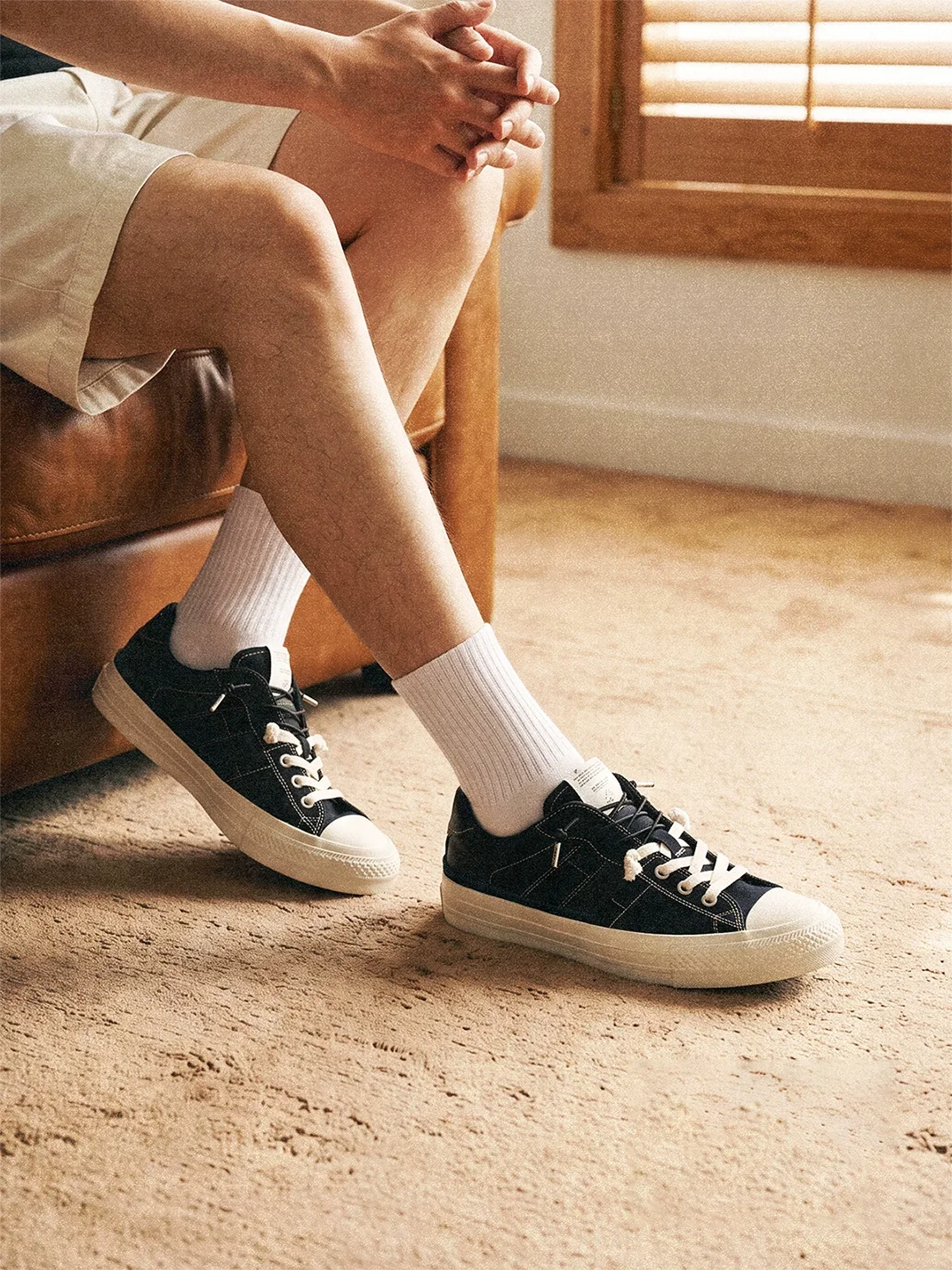 Tcmade | Deconstructed Leather Panel Low-Top Platform Canvas Sneakers