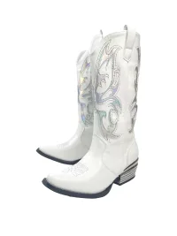 Mibvias | Butterfly Sequin Embroidered Tall Boots