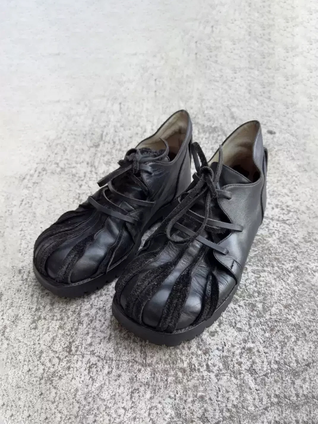 MXBNX | Black Retro Lace-Up Leather Shoes